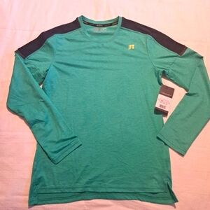 Russell boys size 18 or XXL green & navy long sleeve dri-power 360 shirt, NWT